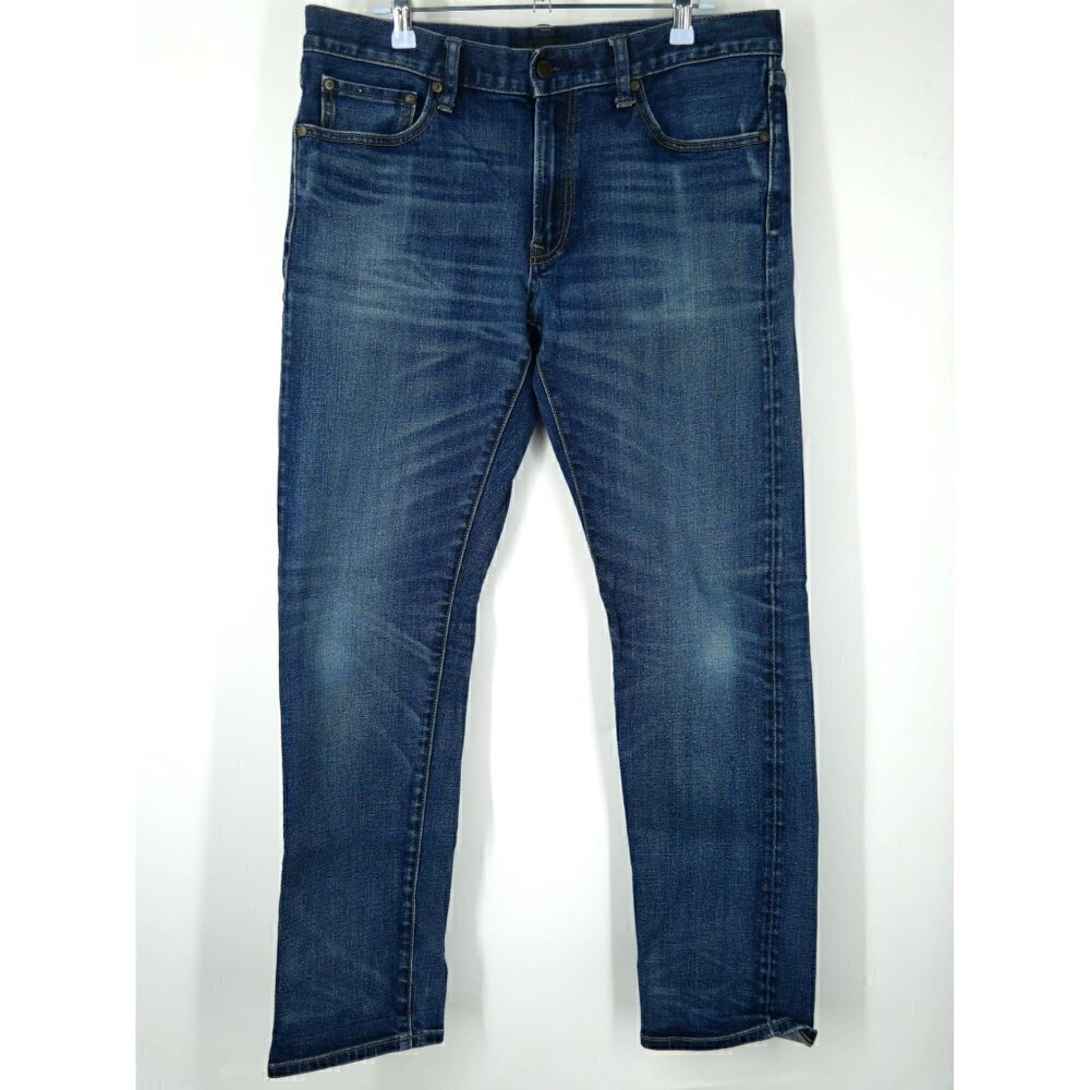 NWOT UNIQLO Dark Wash‎ Slim Straight Men's Jeans Blue 34X32